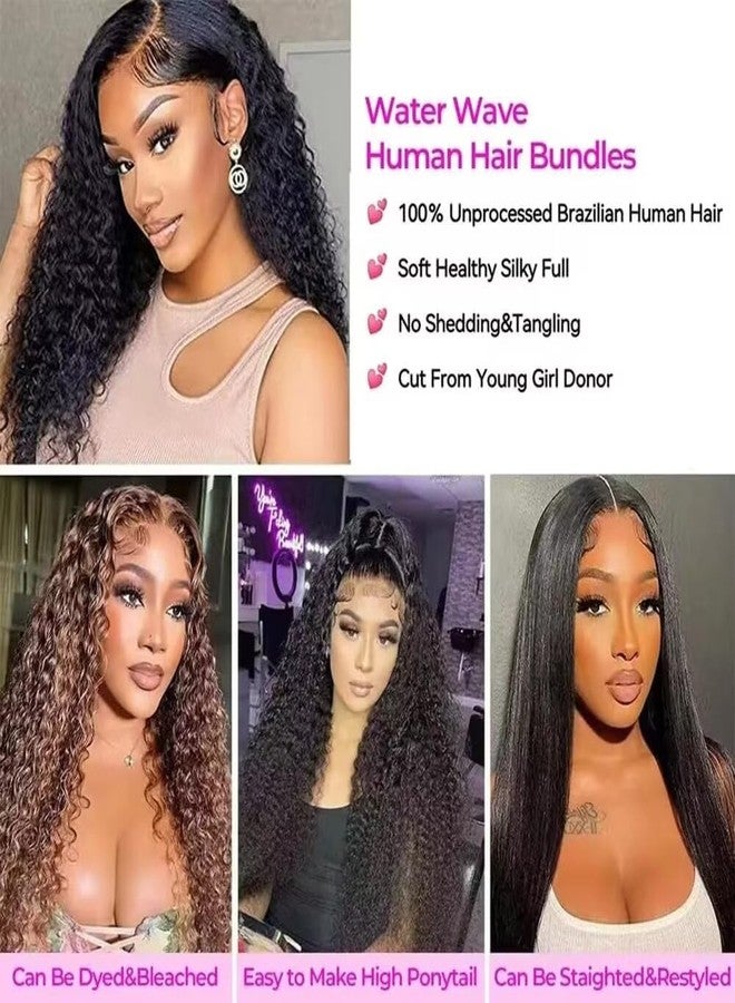 Yavida Water Wave Human Hair Bundles Wet and Wavy Bundles Human Hair Brazilian Unprocessed Remy Hair Water Wave Weave Extensions 14 16 18 Inch Natural Black - Image 4