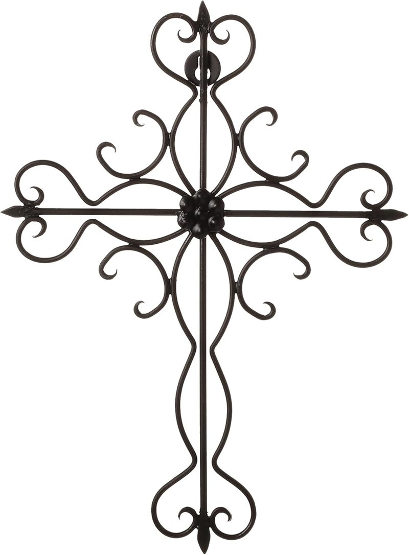 RELY+ + Black Matte Wall Cross 14x10 Inch Living Room Décor Outdoor Crucifix Rustic Wall Decor Metal Wall Art Decorative Hanging Iron Wrought Wall Décor crosses for Indoor Home Halloween Decorations - Image 2