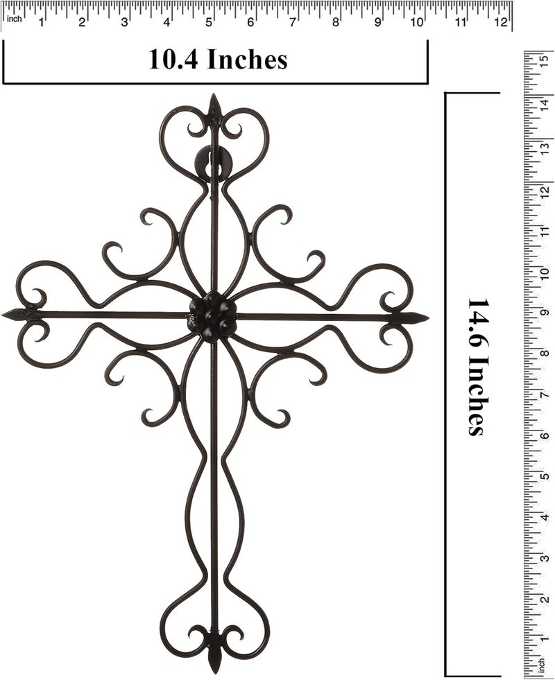 RELY+ + Black Matte Wall Cross 14x10 Inch Living Room Décor Outdoor Crucifix Rustic Wall Decor Metal Wall Art Decorative Hanging Iron Wrought Wall Décor crosses for Indoor Home Halloween Decorations - Image 4