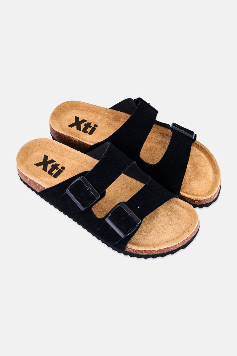 Xti Men Brand Logo Adjustable Slip On Sandals, Black - Image 3