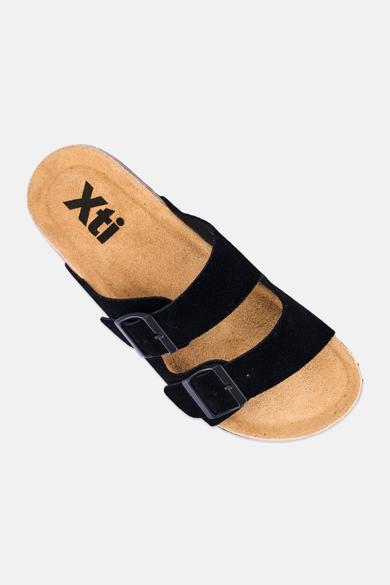 Xti Men Brand Logo Adjustable Slip On Sandals, Black - Image 2