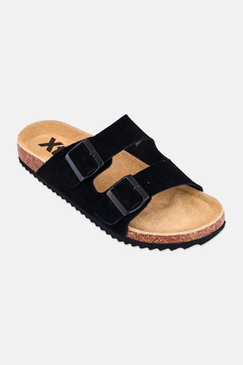 Xti Men Brand Logo Adjustable Slip On Sandals, Black - Image 1