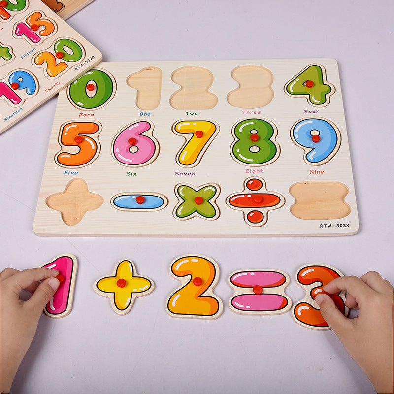 Hand-Held Board Children'S Wooden Puzzle Early Education Digital Letters Animal Traffic Learning Cognitive Puzzle - Image 4