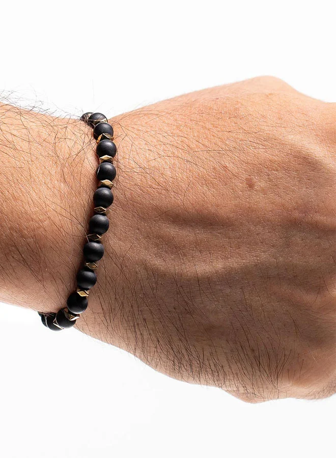 CHRYSOSTOMOS Handmade Beaded Black and Gold Bracelet for Men