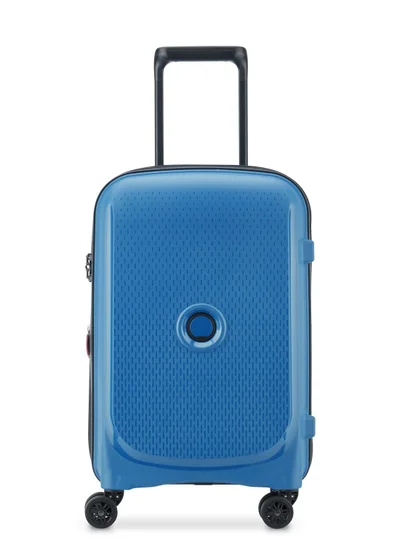 DELSEY Paris Belmont+ 55cm Hardcase 4 Double Wheel Expandable Cabin Luggage Trolley Blue
