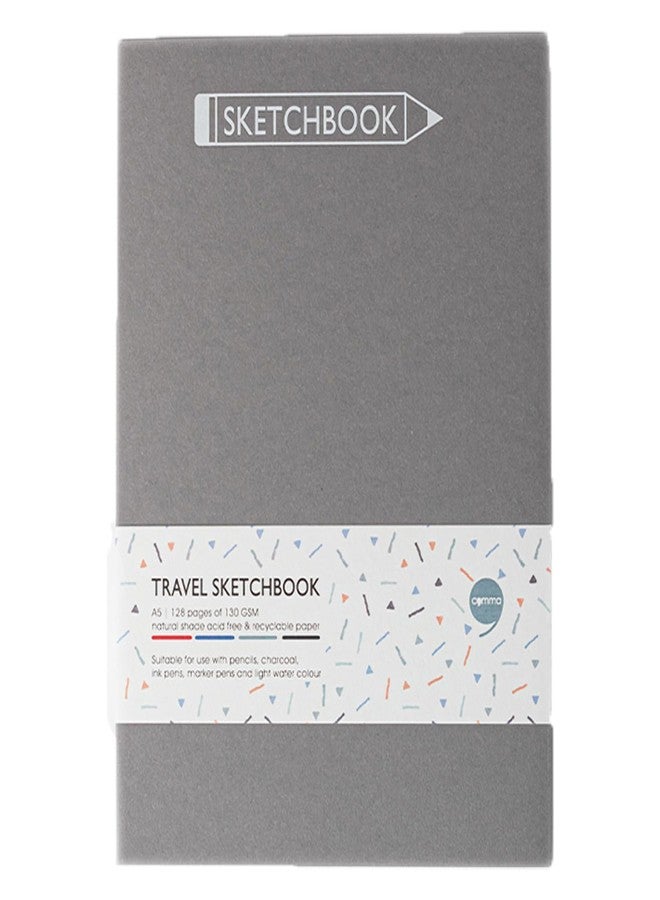 كوما دفتر رسم كوما للسفر | مقاس A5 | 128 صفحة | 130 غرام/م²، لون طبيعي، ورق خالٍ من الأحماض وقابل لإعادة التدوير | عبوة من قطعتين | أسود + رمادي - Image 5