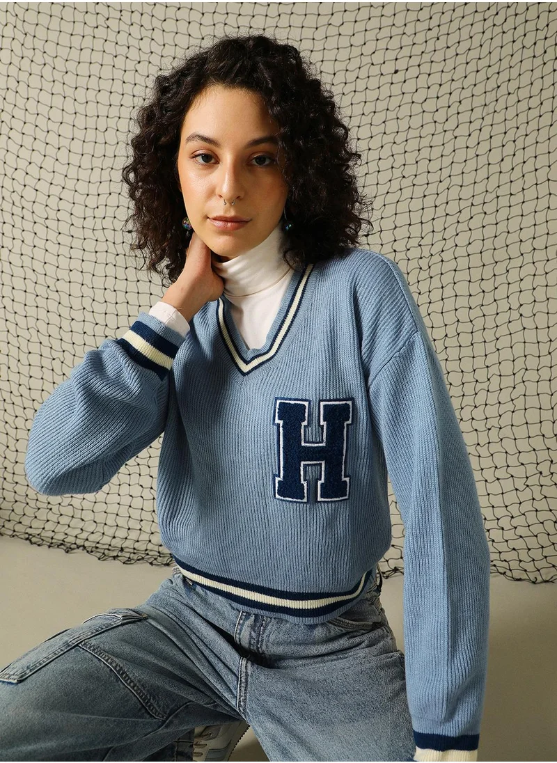 هوبرهولمي Women's Multicoloured 100% Acrylic Solid Regular Fit Sweater