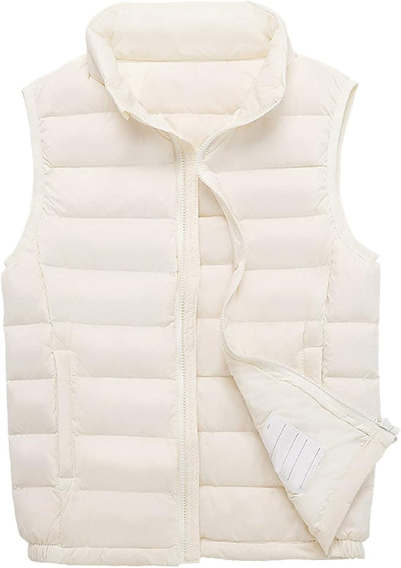SK Studio Boys Girls' Light Weight Down Vest, Kids Lightweight Sleeveless Jacket, Boys Girls Puffer Down Vest White 140cm - Image 1
