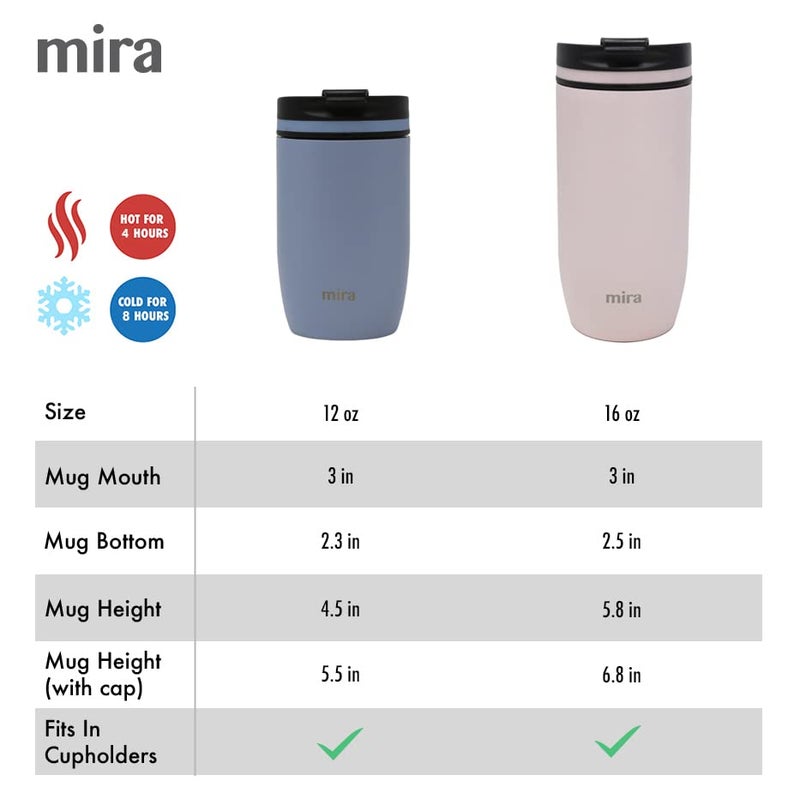 MIRA 12 oz Travel Coffee Mug - Insulated Stainless Steel Tumbler with Screw Lid - Olympic - Image 5
