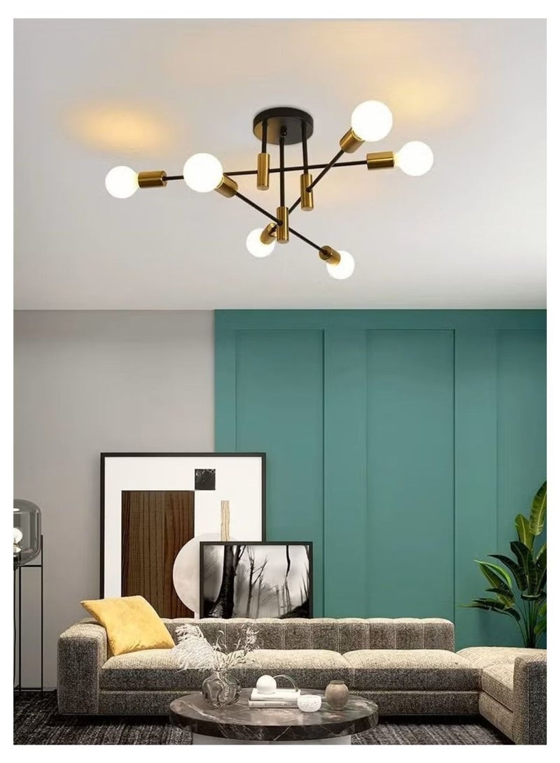 HILUKE Mid Century Sputnik Chandelier Modern Ceiling Lighting 6 Lights Adjustable Industrial Mount Pendant Light Fixture For Kitchen Living Dining Room Bedroom Foyer - Image 3