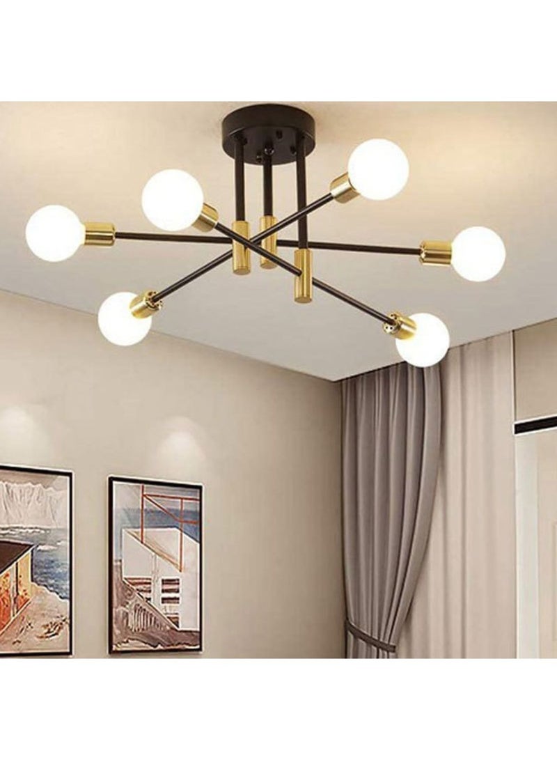 HILUKE Mid Century Sputnik Chandelier Modern Ceiling Lighting 6 Lights Adjustable Industrial Mount Pendant Light Fixture For Kitchen Living Dining Room Bedroom Foyer - Image 2