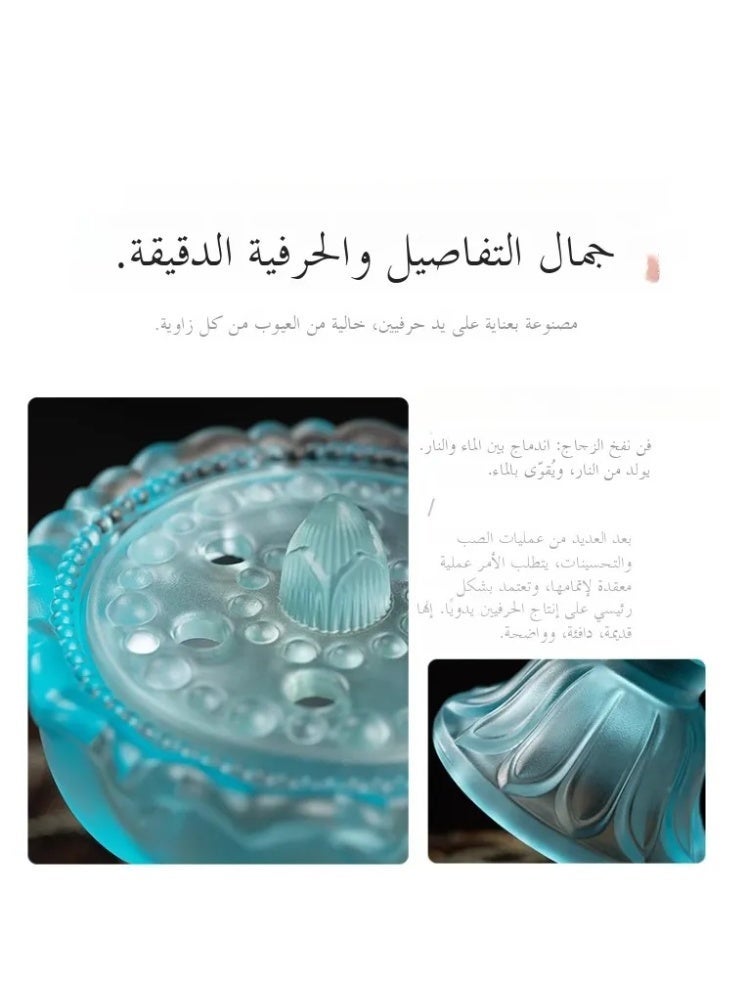 Traditional Liuli Glass "Sacred Lotus Lamp" Incense Burner, Censer for Bakhoor/Oud, Home & Festival Decor Gift - Image 3