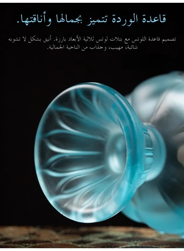 Traditional Liuli Glass "Sacred Lotus Lamp" Incense Burner, Censer for Bakhoor/Oud, Home & Festival Decor Gift - Image 4