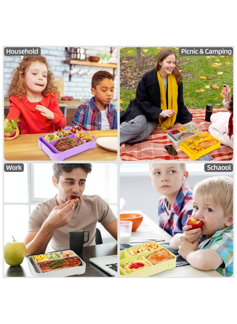 Bento Lunch Box for Kids, 1330ML Bento Box Adult Lunch Box with 6 Compartment, Leakproof Snack Boxes with Utensil Sauce Dressing Containers, Reusable On-the-Go Meal and Snack Packing(Gray) - Image 5