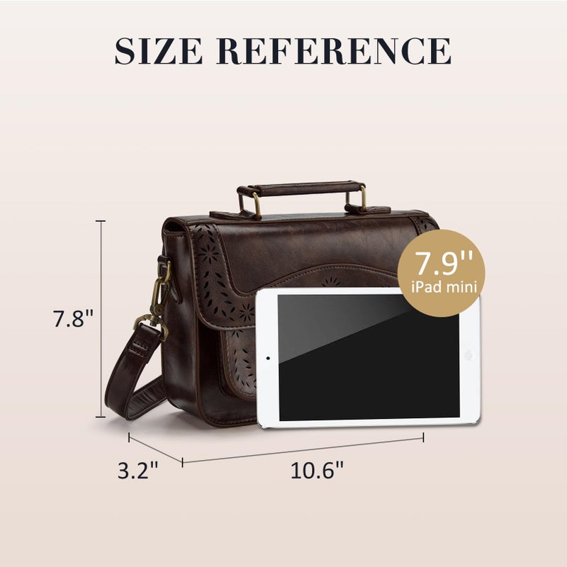 ECOSUSI Fashion PU Leather Satchel Purse Handbag Small College Crossbody Handbag for Women, Dark Brown - Image 5