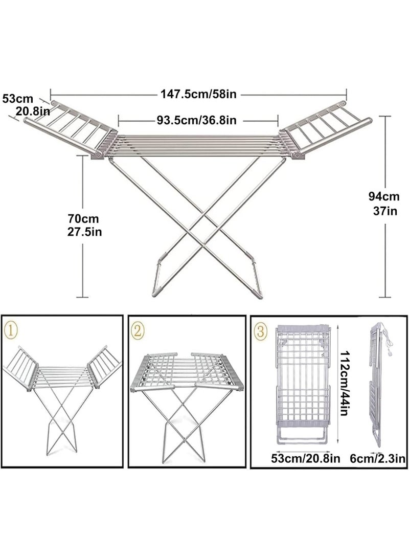 SUKILO 18 Rails Electric Heated Clothes Dryer – 230W Foldable Aluminium Airer with BS Plug, 50Hz, 15kg Load Capacity, Space-Saving, Lightweight & Corrosion-Resistant Design  - Image 2