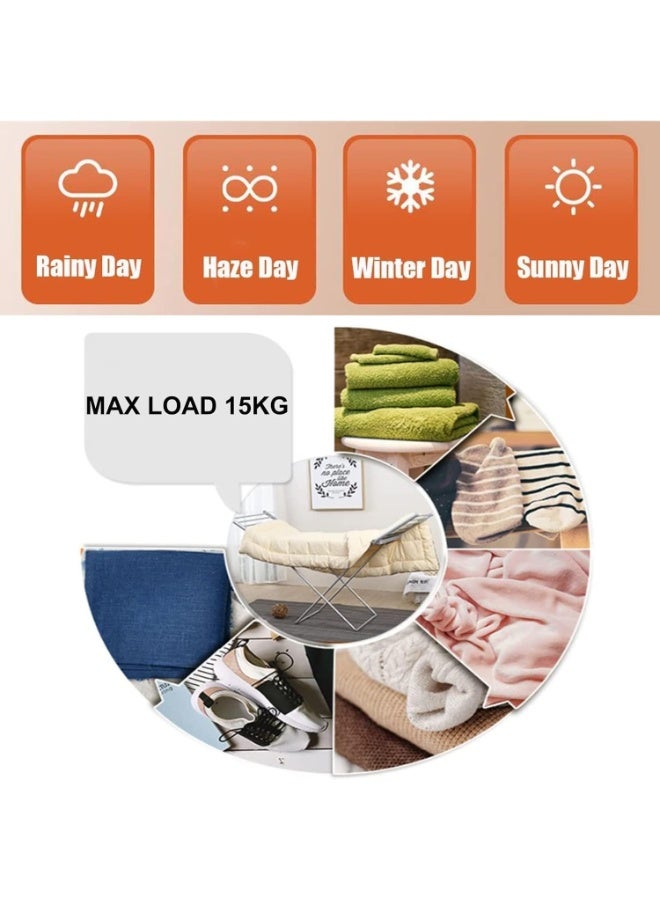 SUKILO 18 Rails Electric Heated Clothes Dryer – 230W Foldable Aluminium Airer with BS Plug, 50Hz, 15kg Load Capacity, Space-Saving, Lightweight & Corrosion-Resistant Design  - Image 5