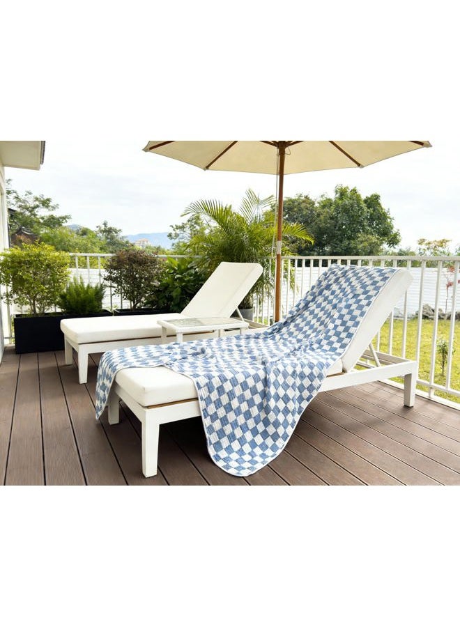 SANACYNA 6-Layer Gauze Muslin Blanket 100% Cotton Blue Checkerboard King Size 90"x104" Bed Blanket Lightweight Soft and Breathable Cozy Blanket Bed Coverlet Both Sides (Blue Checkerboard, King) - Image 5
