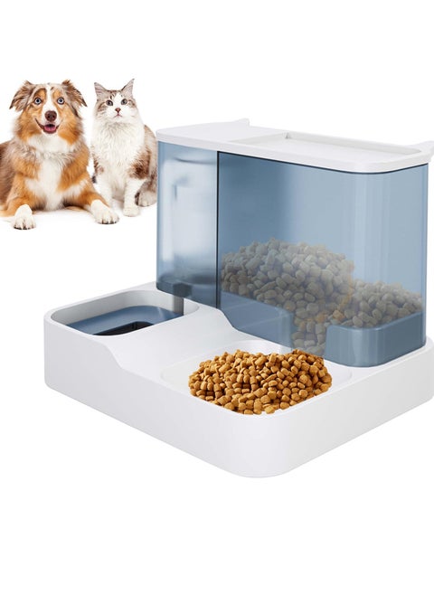 Automatic Cat Feeder Set 2 in 1 Pet Gravity Food Feeder and Waterer Set 2.8L Travel Supply All in One Auto Puppy Supply Feeding Watering Supplies for Small Medium Indoor Dogs Cats Pets Bule