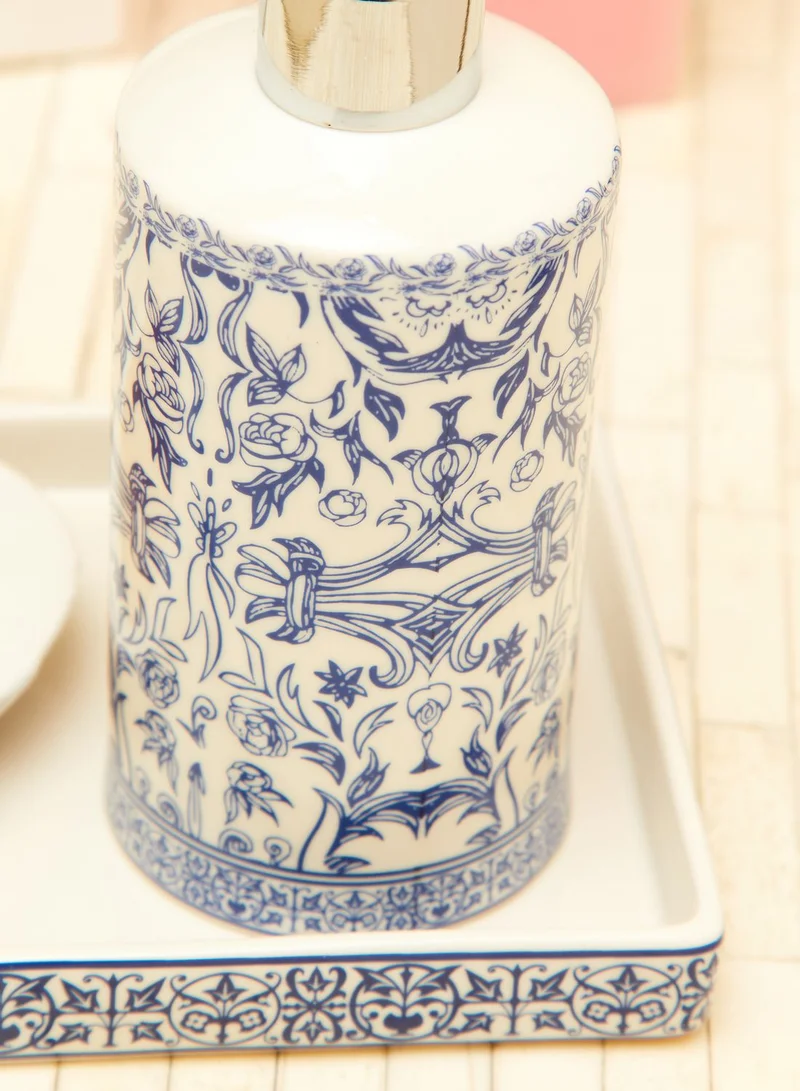 Kassatex White Orsay Blue Lotion Dispenser