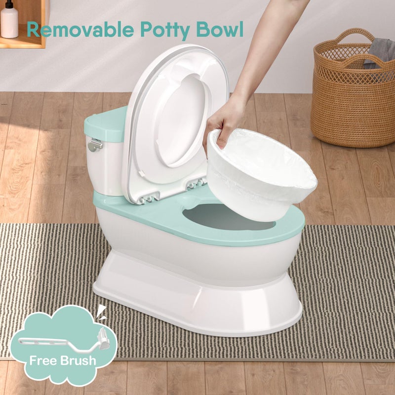 CheerTry 2-in-1 Toddler Potty Training Toilet - Larger Potty Chair & Detachable Training Seat for Boys & Girls Ages 1-3 with Flushing Sound, Wipes Storage, Toilet Paper Holder - Cyan - Image 5