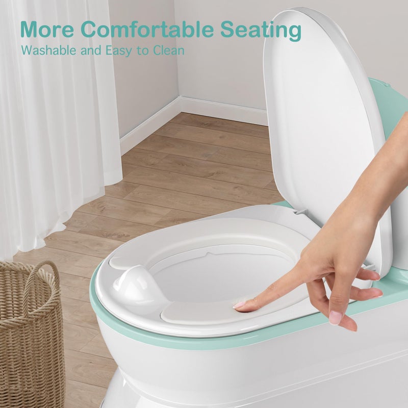 CheerTry 2-in-1 Toddler Potty Training Toilet - Larger Potty Chair & Detachable Training Seat for Boys & Girls Ages 1-3 with Flushing Sound, Wipes Storage, Toilet Paper Holder - Cyan - Image 3