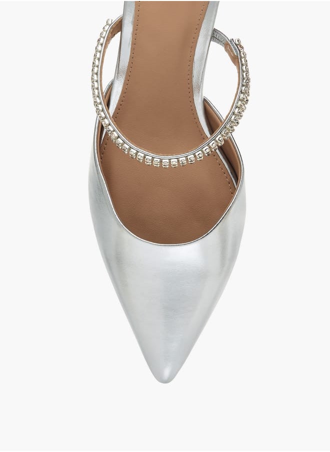 Flora Bella By Shoexpress - Womens Embellished Slip-On Mules With Flared Heels - Image 1