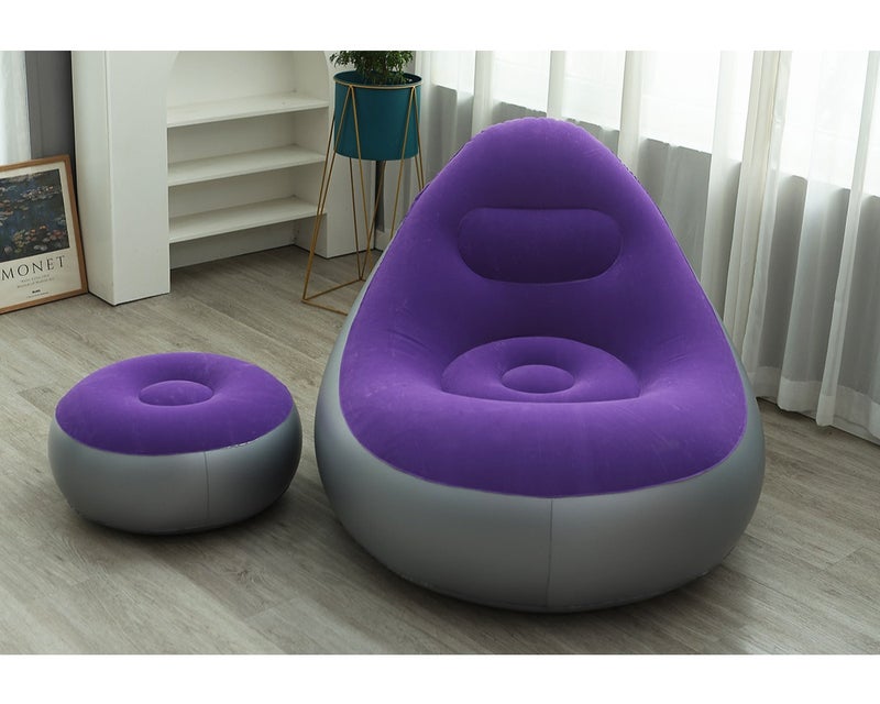 2 in 1 Inflatable Single Inflatable Sofa Set ,Inflatable Lounge Chair with Footstool，Inflatable Sofa Outdoor Lazy Sofa with Inflatable Pump, - Image 3