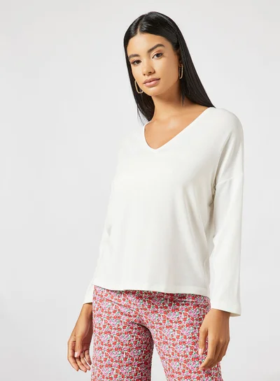 MANGO V-Neck Relaxed Fit Top