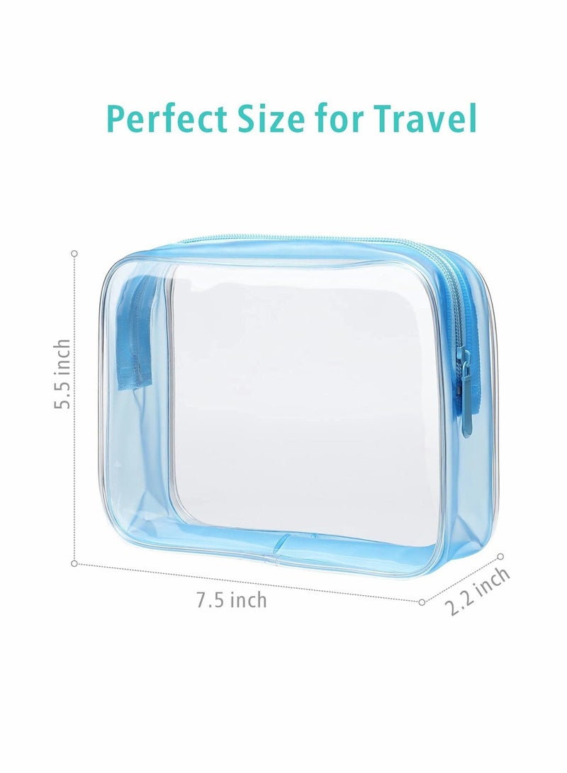 Clear Toiletry Bag, 3 Pack Travel Clear Cosmetic Bag for Women Men Quart Size Bag, Carry on Airport Airline Compliant Bag, Black, White, Blue - Image 2