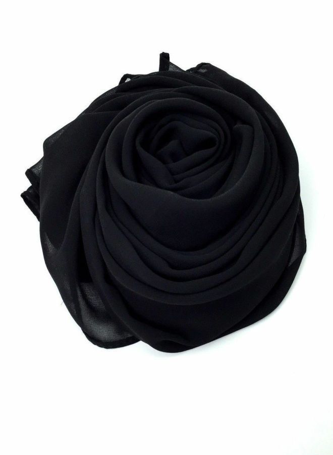 Fatah Long Chiffon Crepe Scarf - Soft Black Color 