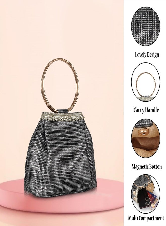 PLANX SILK Stylish Fancy Unique Designer Potli Bag - Top Handle Wedding Clutch For Women & Girl - Image 2