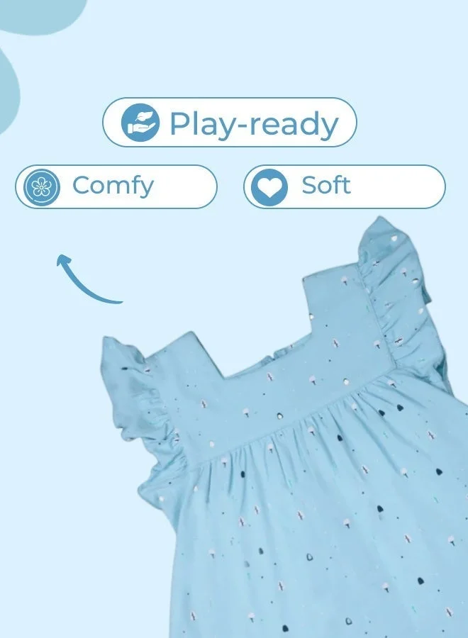 Luay sky blue Girls 100% Bamboo based Ultra-Soft fabric Dress with ruffled sleeves_Clear Blue for Women | Best Price UAE