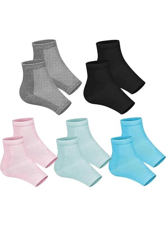 MOXO Cracked Heel Treatment Repair Socks 5 Pairs Heel Softener Socks for Dry Cracked Feet Heels Foot Care Toeless Pedi Moisturizing Socks Dry Feet Treatment Gel Socks Overnight - Image 1