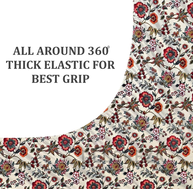 DECOREZA 350 TC Queen Size Elastic Fitted Bedsheet with Deep Pocket Cotton Feel Bed Sheet for Double Bed, Soft, Breathable & Wrinkle-Resistant, Includes 2 Pillow Covers, Size - 60"x78" Wine Red - Image 3