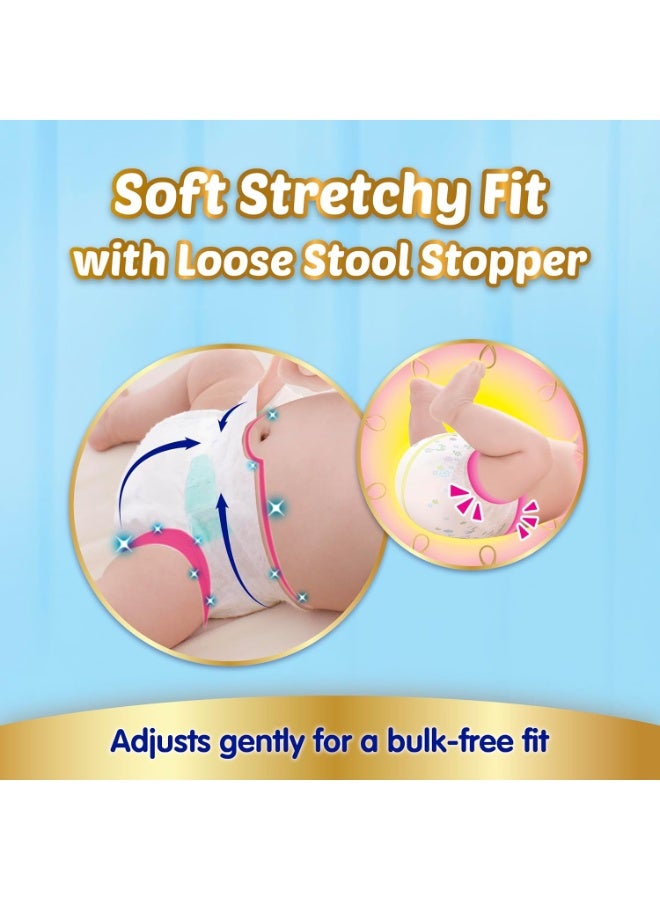 Mamypoko New Baby| Tape Style Baby Diapers, 28 Count, 3-5kg||2x Instant Absorption| Soft stretchy fit |Natural Extracts for Nourishment | Loose Stool Stopper, Wetness Indicator - Image 3