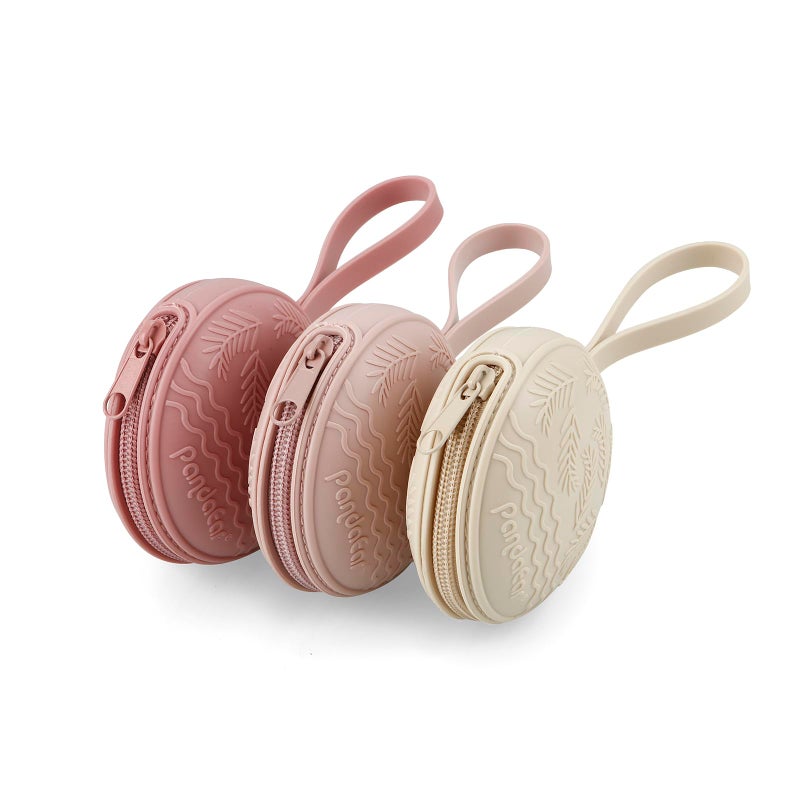 PandaEar 3 Pack Silicone Pacifier Holder Case, Portable Travel Pacifier Pouch for Newborns, BPA-Free Silicone Pacifier Storage Container for Boys & Girls (Pink) - Image 4