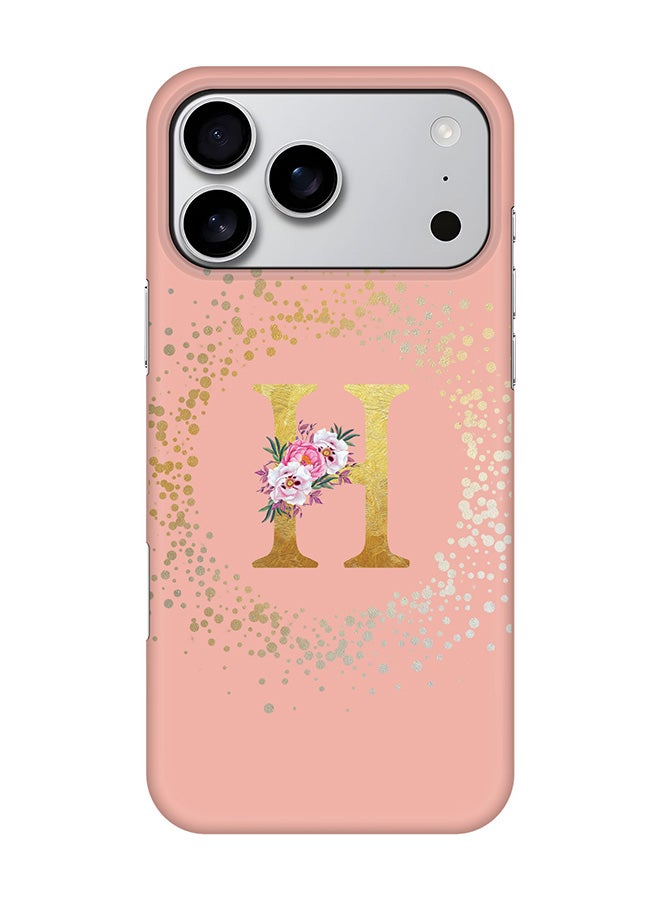 Stylizedd For iPhone 17 Pro Max,Case, [Compatible with MagSafe] Magnetic cover Slim fit Protection Matte, - Custom Monogram Floral - H  (Rose Pink )