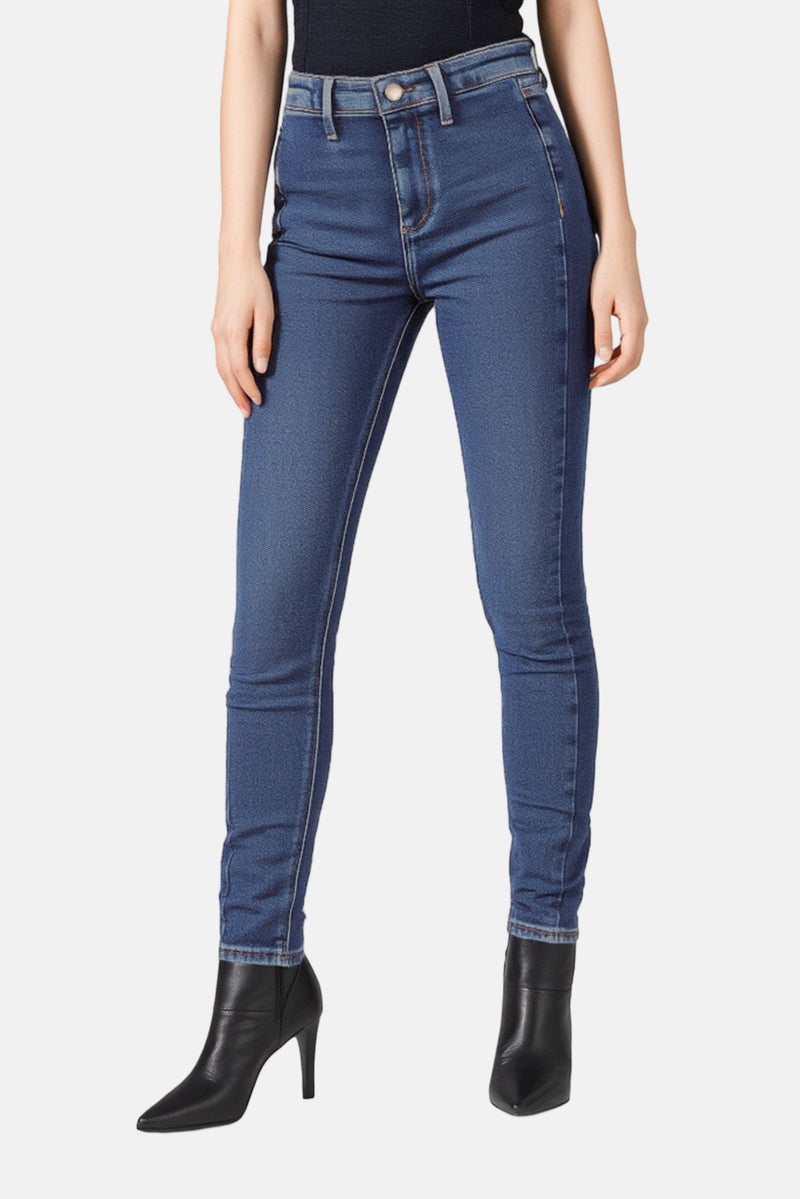 RIVER ISLAND Women Slim Fit High Rise Wash Long Jeans, Blue - Image 1
