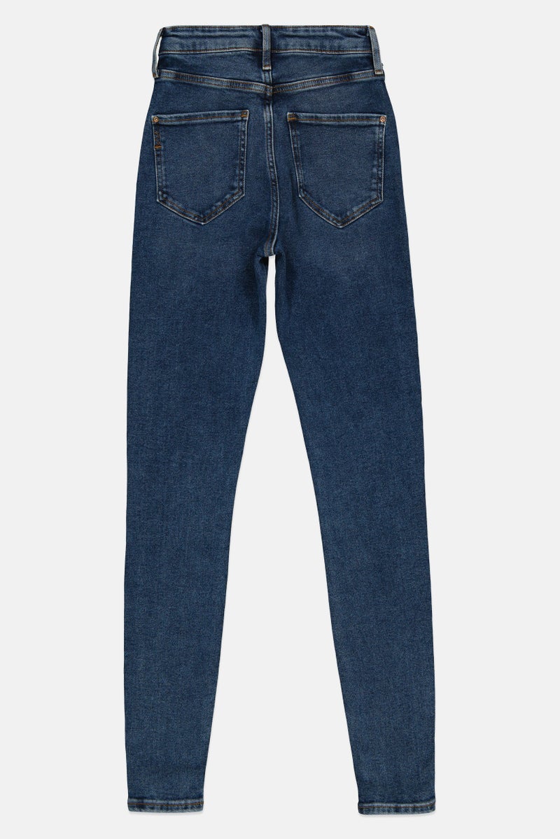 RIVER ISLAND Women Slim Fit High Rise Wash Long Jeans, Blue - Image 3
