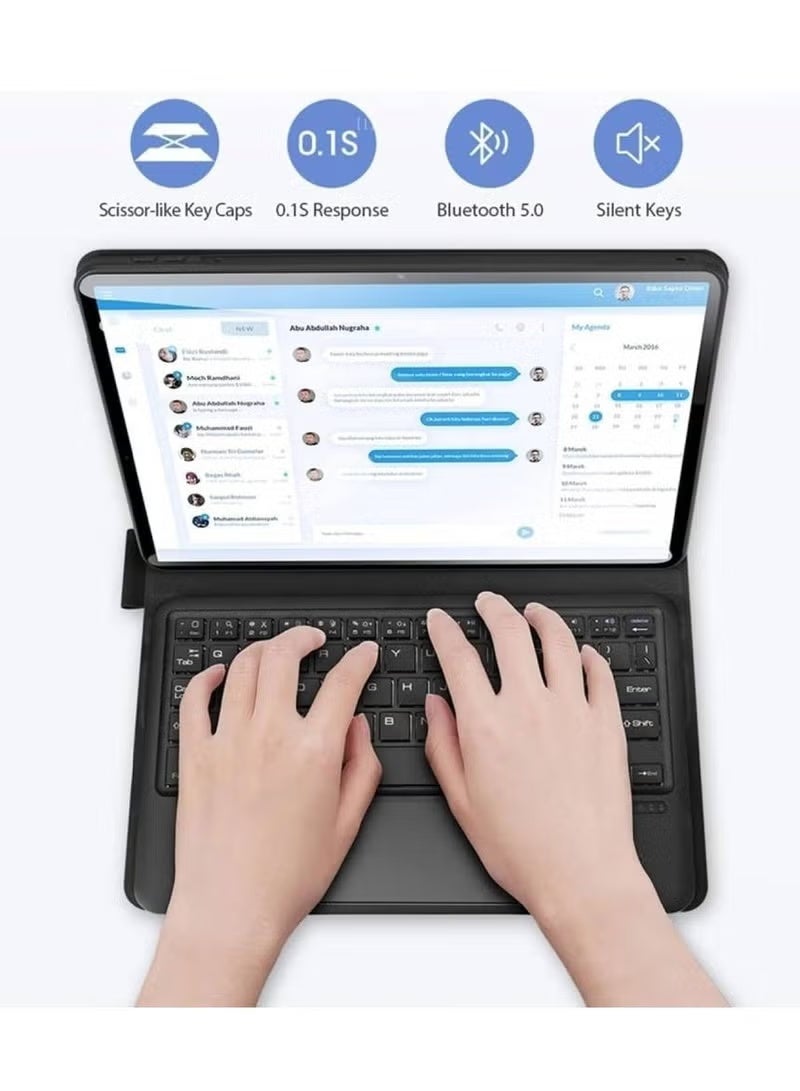 زومي غطاء Mi Pad 7 مع حافظة لوحة مفاتيح لجهاز Xiaomi Pad 7/7 Pro مقاس 11.2 بوصة، لوحة مفاتيح مغناطيسية قابلة للفصل، حامل قابل للتعديل، خفيف الوزن وقابل للحمل، غطاء واقٍ من الجلد الصناعي - أسود - Image 2