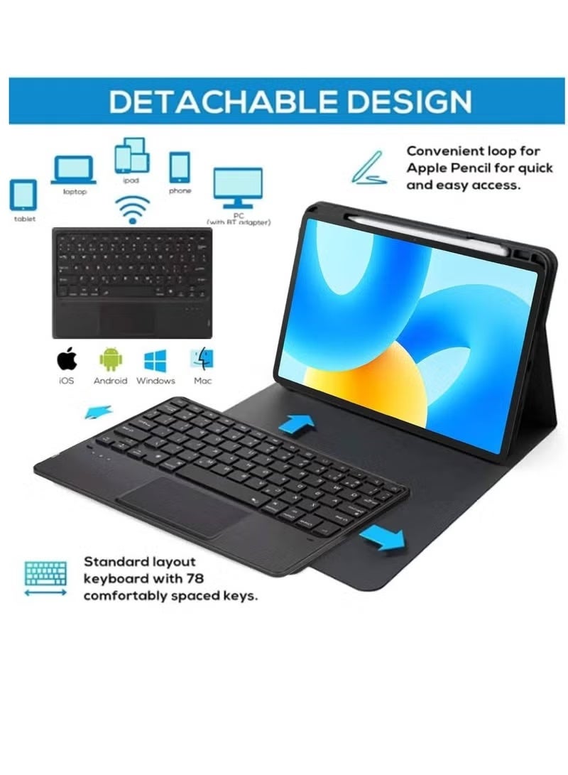 زومي غطاء Mi Pad 7 مع حافظة لوحة مفاتيح لجهاز Xiaomi Pad 7/7 Pro مقاس 11.2 بوصة، لوحة مفاتيح مغناطيسية قابلة للفصل، حامل قابل للتعديل، خفيف الوزن وقابل للحمل، غطاء واقٍ من الجلد الصناعي - أسود - Image 5