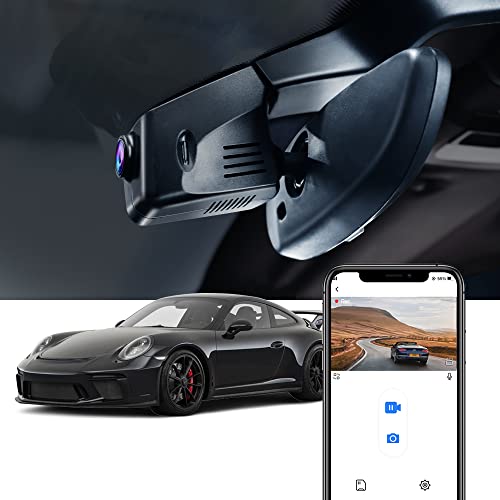 Fitcamx 4K داش كام متوافق مع بورشه 718 بوكسستر كايمان 981 987 982 911 توربو (موديل C)، مظهر OEM مدمج، فيديو UHD 2160P، واي فاي وتطبيق مدمج، تسجيل دائري، وضع الركن، بطاقة 64GB - Image 1