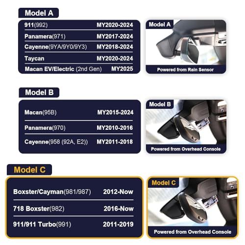 Fitcamx 4K داش كام متوافق مع بورشه 718 بوكسستر كايمان 981 987 982 911 توربو (موديل C)، مظهر OEM مدمج، فيديو UHD 2160P، واي فاي وتطبيق مدمج، تسجيل دائري، وضع الركن، بطاقة 64GB - Image 2