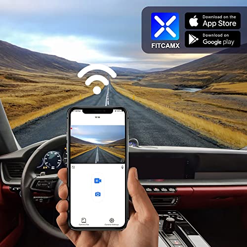 Fitcamx 4K داش كام متوافق مع بورشه 718 بوكسستر كايمان 981 987 982 911 توربو (موديل C)، مظهر OEM مدمج، فيديو UHD 2160P، واي فاي وتطبيق مدمج، تسجيل دائري، وضع الركن، بطاقة 64GB - Image 4
