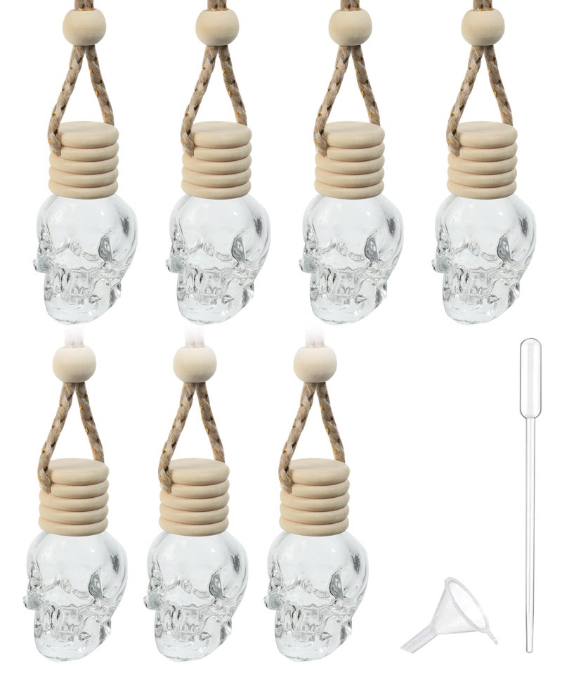 bylikeho 7PCS Car Diffuser BottleAutomotive Use Car Diffuser Car Hanging Glass BottleCar Accessories Car Decor Car Hanging DiffuserSkull Glass Bottle Hanging Diffuser Bottle for Cars - Image 3