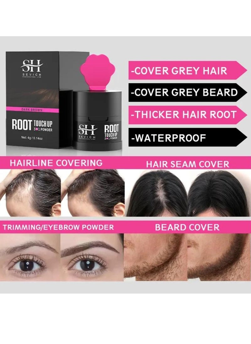 Sevich Hair Root Touch Up Hairline Powder Hair Root Concealer Hair Powder for Hair Root Hair Color Shadow Cover Grey Hair Beard Root Thin Hair Powder Hair Shadow Powder Black 4g  - Image 2