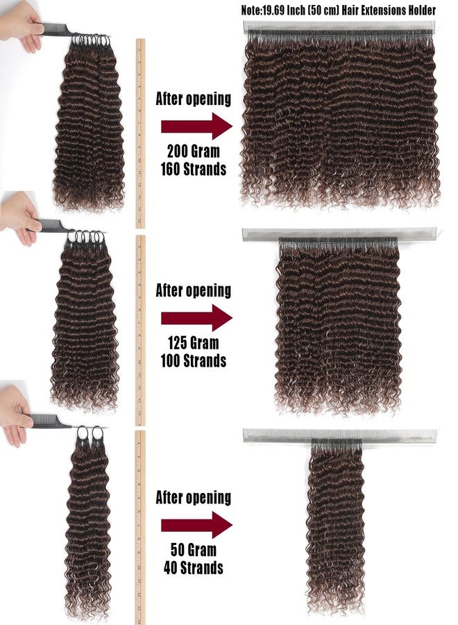 IVCoco Human Crochet Hair for Black Women 18 Inch 50g Deep wave Crochet Human Hair Bundles Pre-Separated Feather Crochet Human Hair Deep Wavy Invisible Crochet Hair Extensions 40 Strands Medium Brown - Image 2