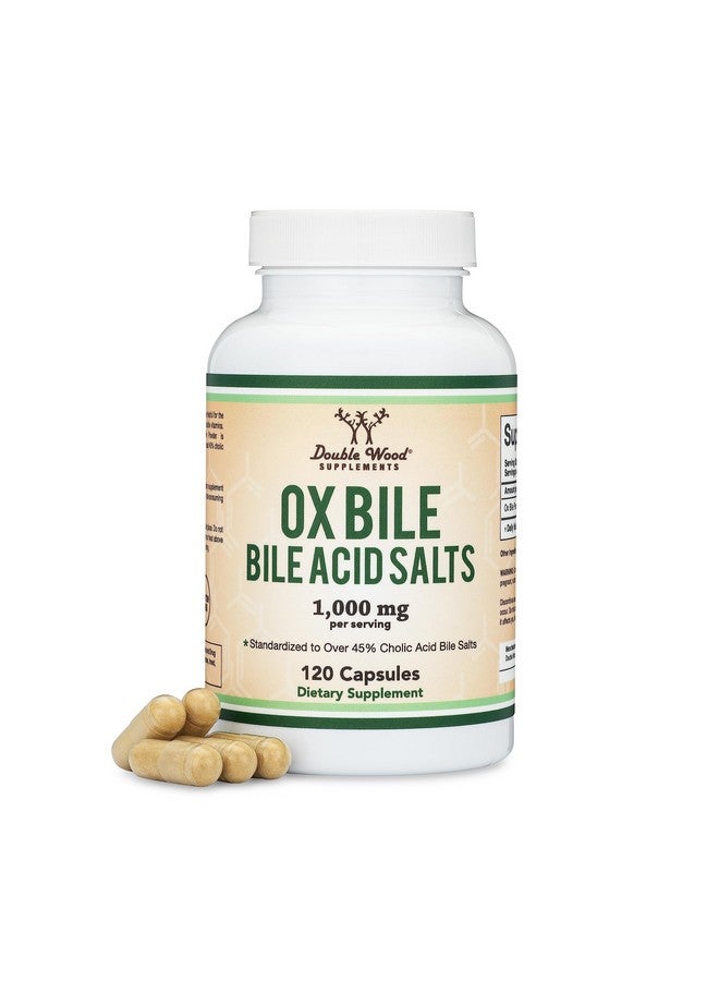 Double Wood Supplements مكمل عصارة الصفراء للأشخاص الذين لا يمتلكون مرارة (1,000 ملغ لكل حصة، 500 ملغ لكل كبسولة، 120 كبسولة) موحد بنسبة 45% من أملاح حمض الصفراء للمساعدة في معالجة نقص أملاح الصفراء من دابل وود - Image 1