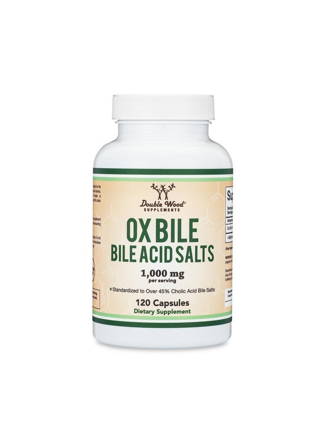 Double Wood Supplements مكمل عصارة الصفراء للأشخاص الذين لا يمتلكون مرارة (1,000 ملغ لكل حصة، 500 ملغ لكل كبسولة، 120 كبسولة) موحد بنسبة 45% من أملاح حمض الصفراء للمساعدة في معالجة نقص أملاح الصفراء من دابل وود - Image 4